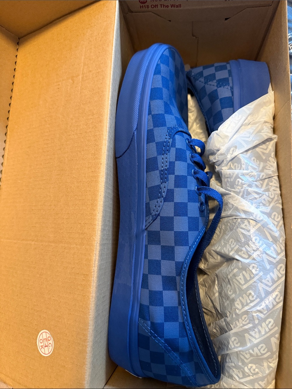 Vans Men's Blue Checkerboard Low-Top Sneaker